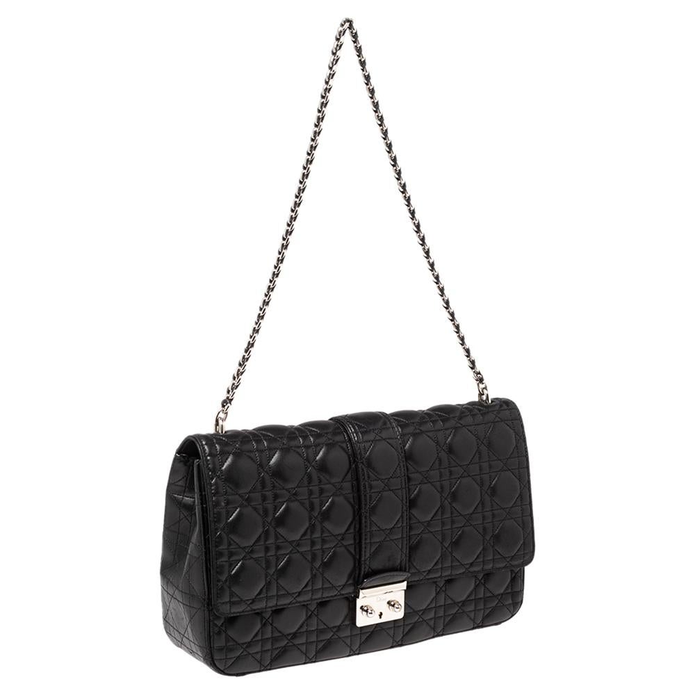 Women's Dior Black Cannage Leather Large Miss Dior Flap Bag