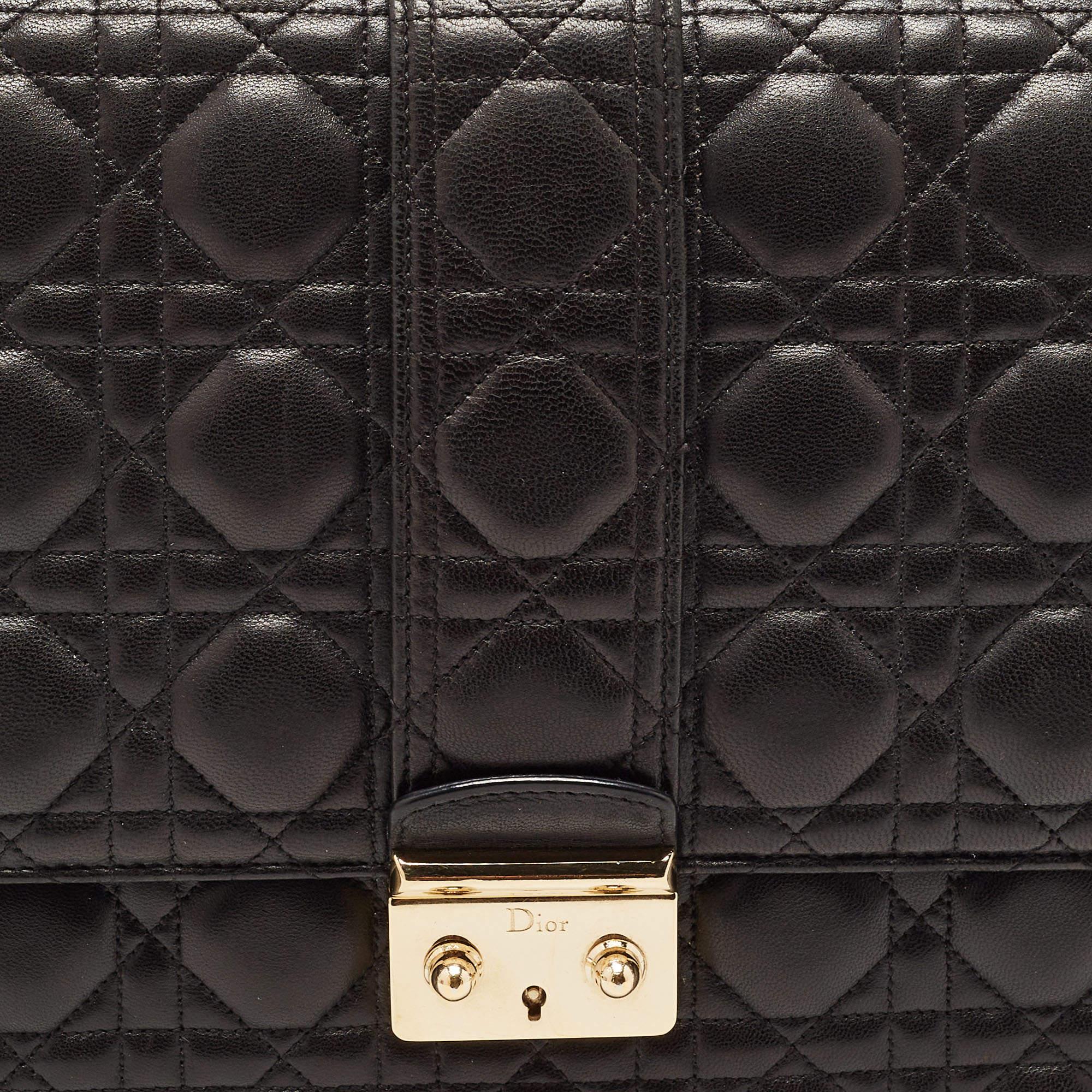 Dior Black Cannage Leather Large Miss Dior Shoulder Bag 12
