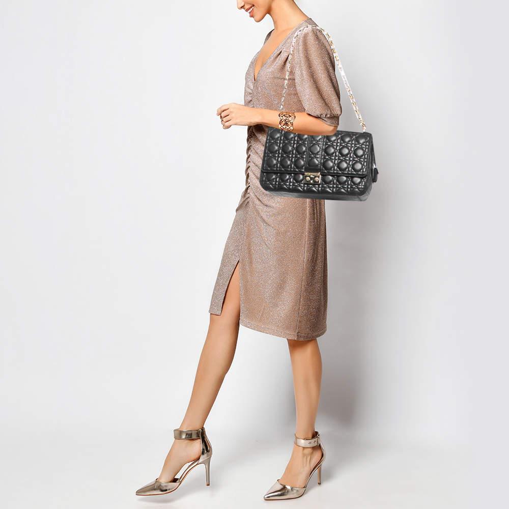 Dior Black Cannage Leather Large Miss Dior Shoulder Bag In Good Condition In Dubai, Al Qouz 2