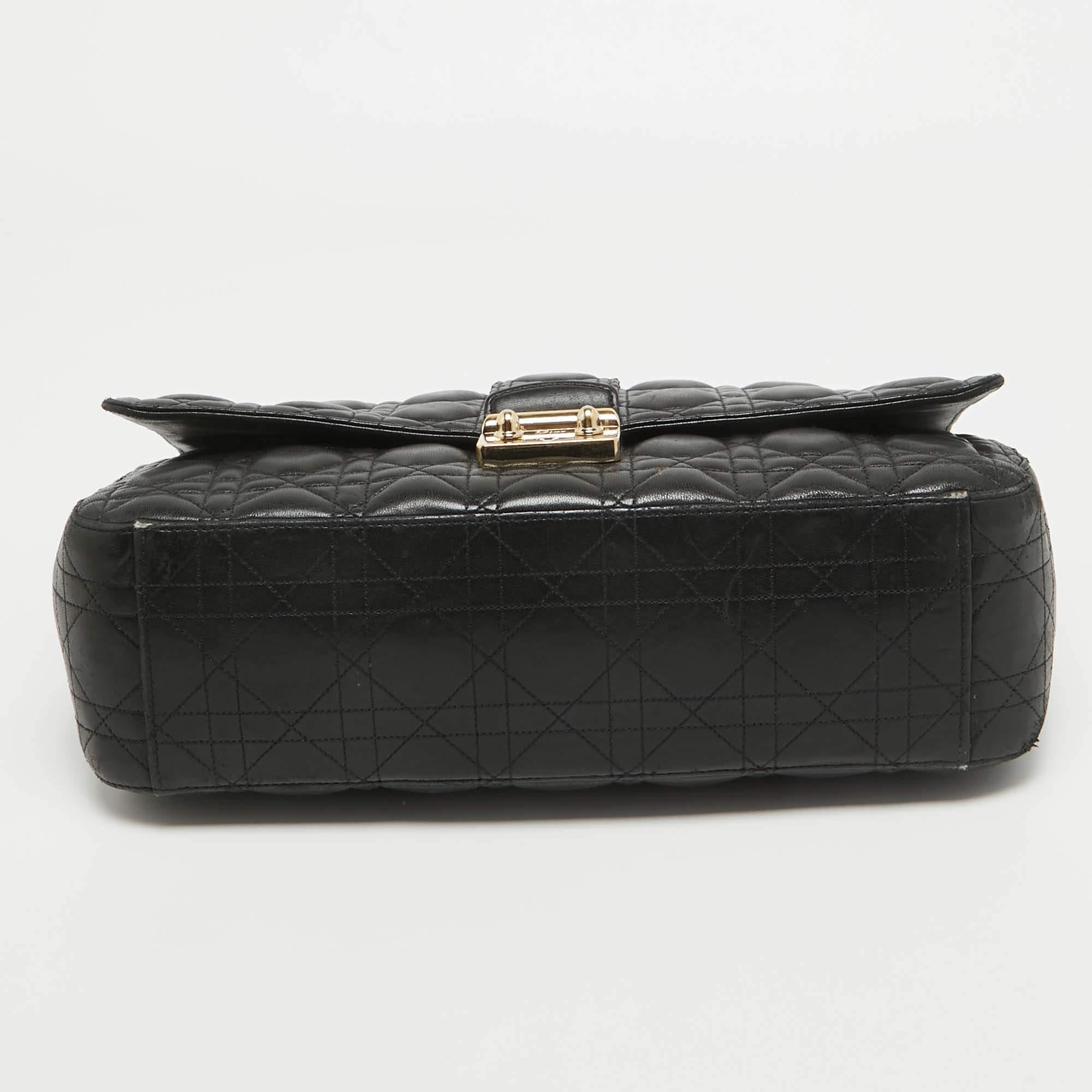 Dior Black Cannage Leather Large Miss Dior Shoulder Bag In Fair Condition For Sale In Dubai, Al Qouz 2