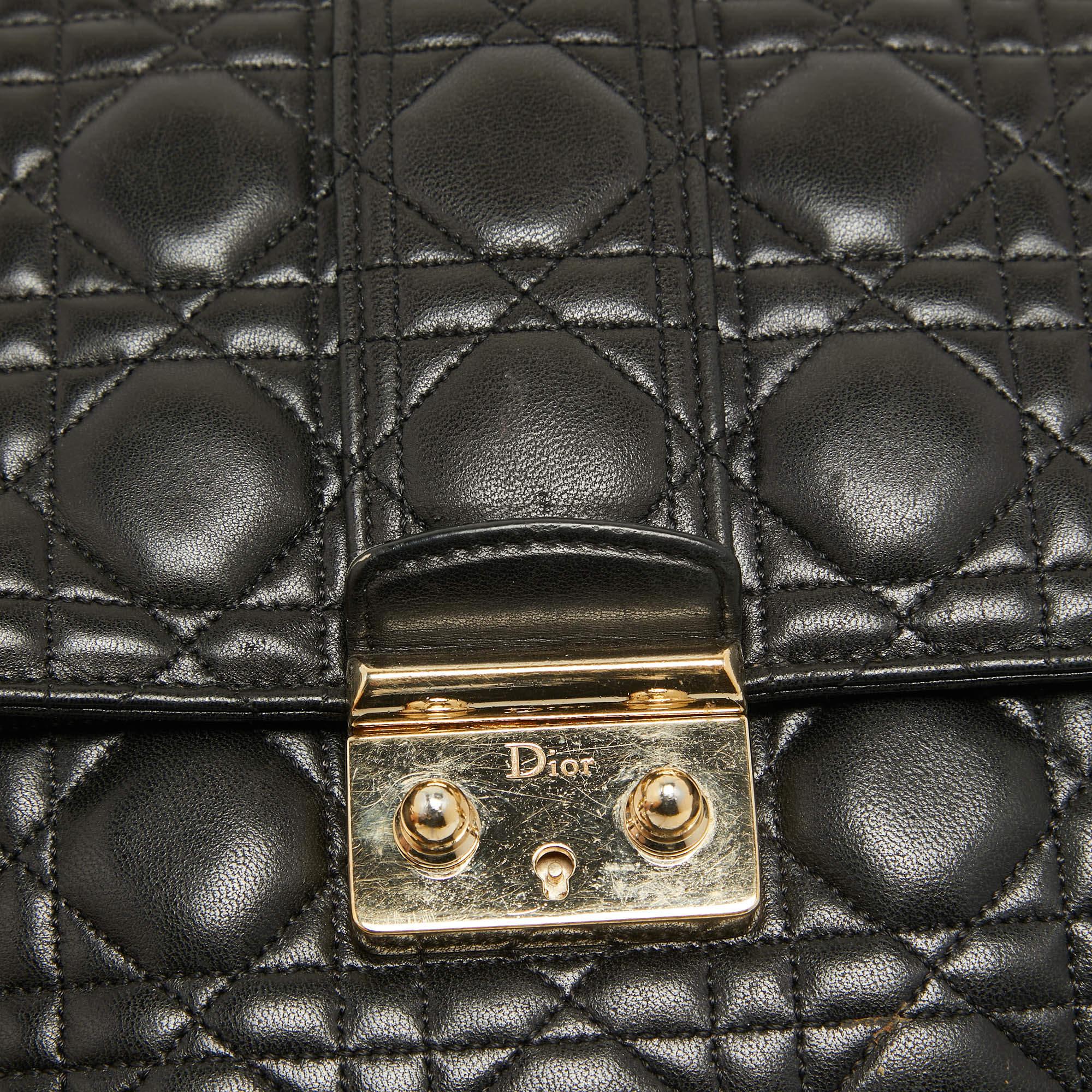 Dior Black Cannage Leather Large Miss Dior Shoulder Bag For Sale 5
