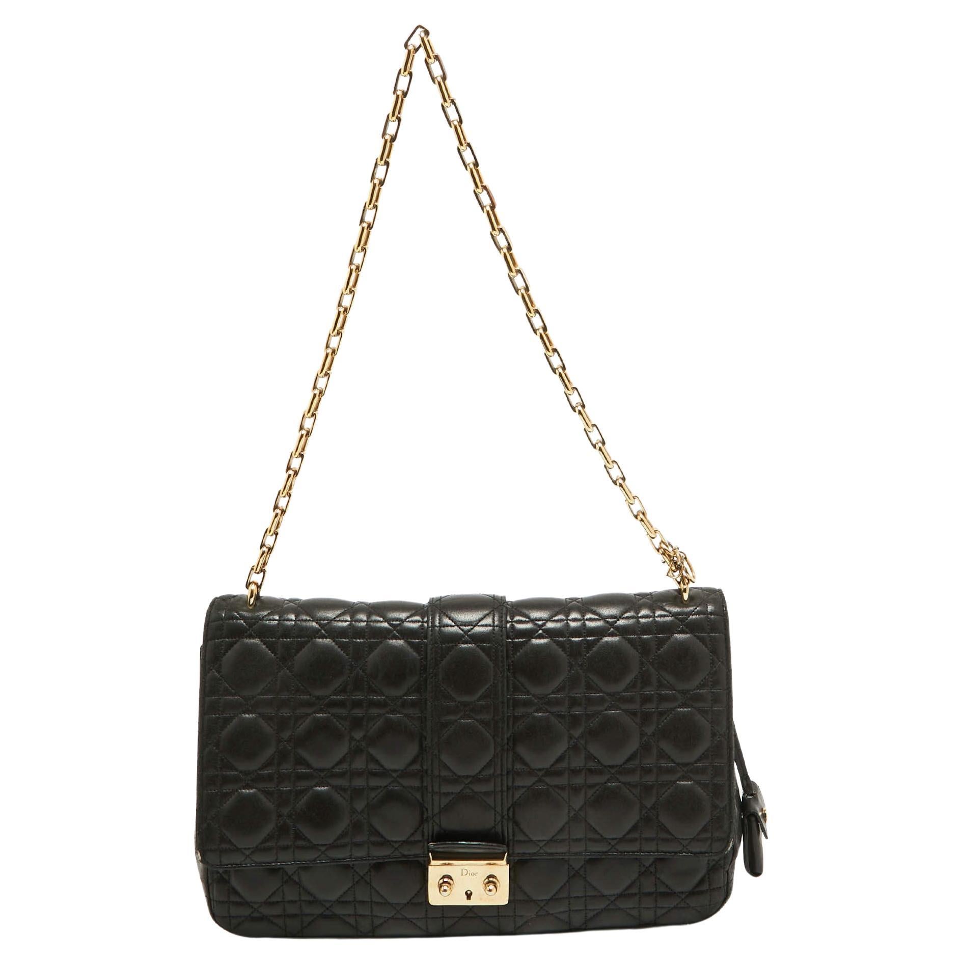 Dior Black Cannage Leather Large Miss Dior Shoulder Bag en vente