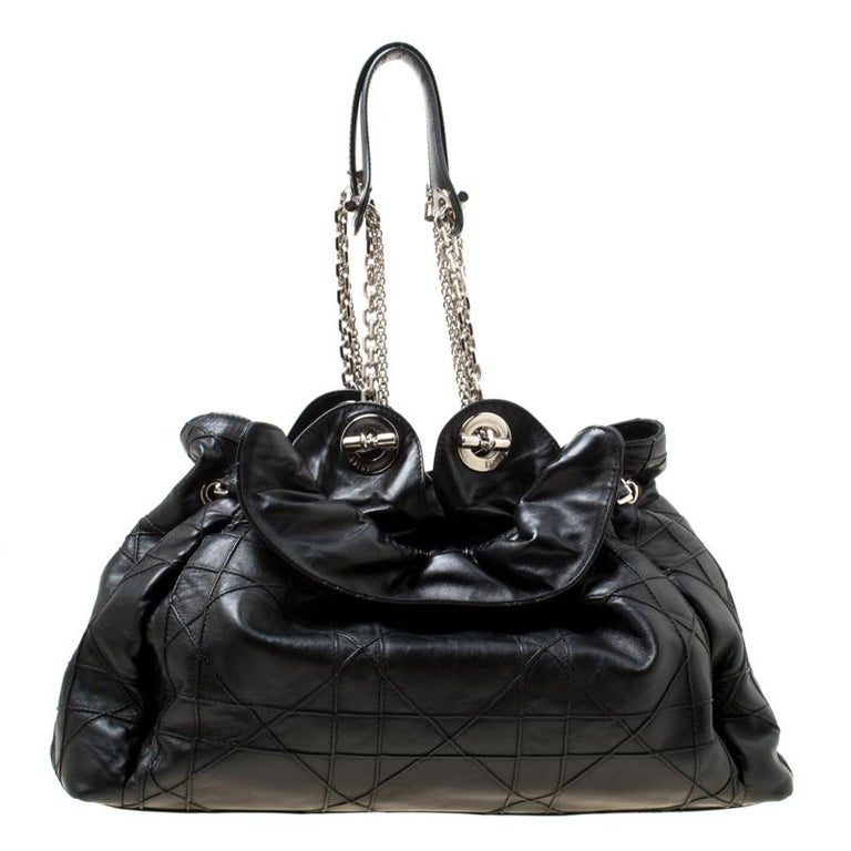 Dior Black Cannage Leather Le Trente Hobo For Sale at 1stDibs