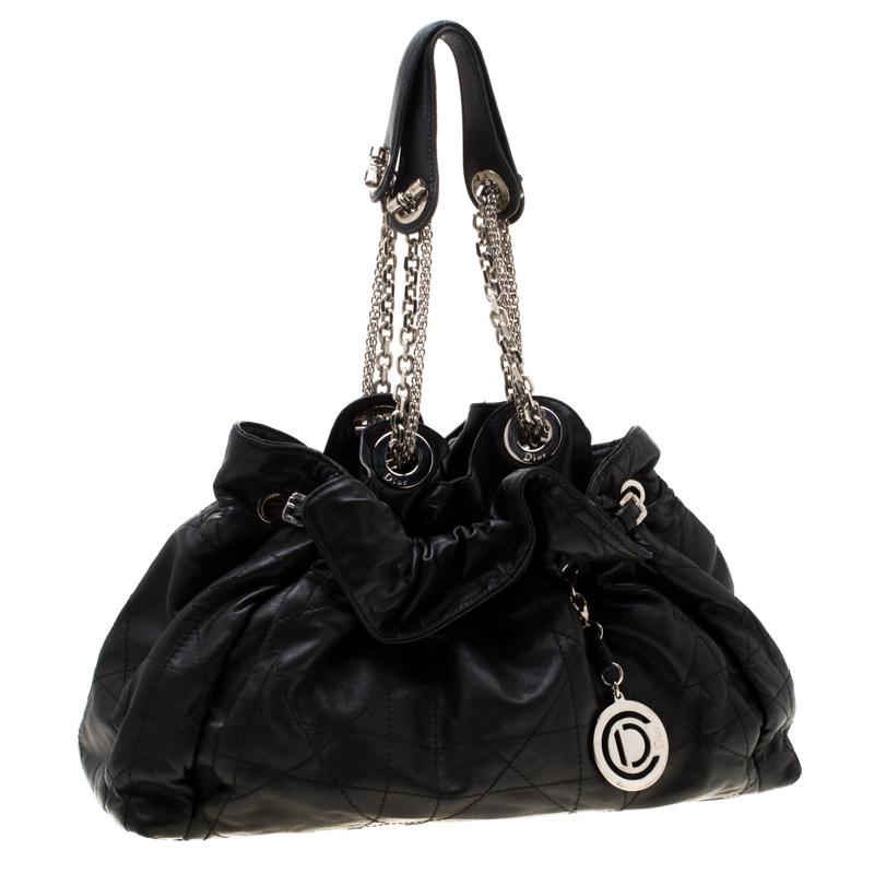 Dior Schwarzes Cannage-Leder Le Trente Hobo Damen