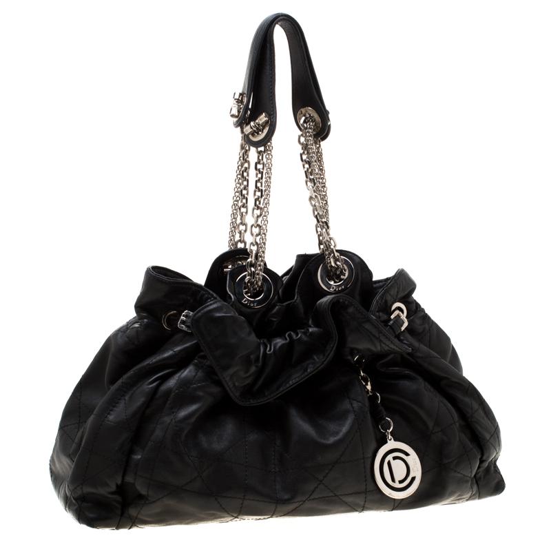 Dior Black Cannage Leather Le Trente Hobo at 1stDibs