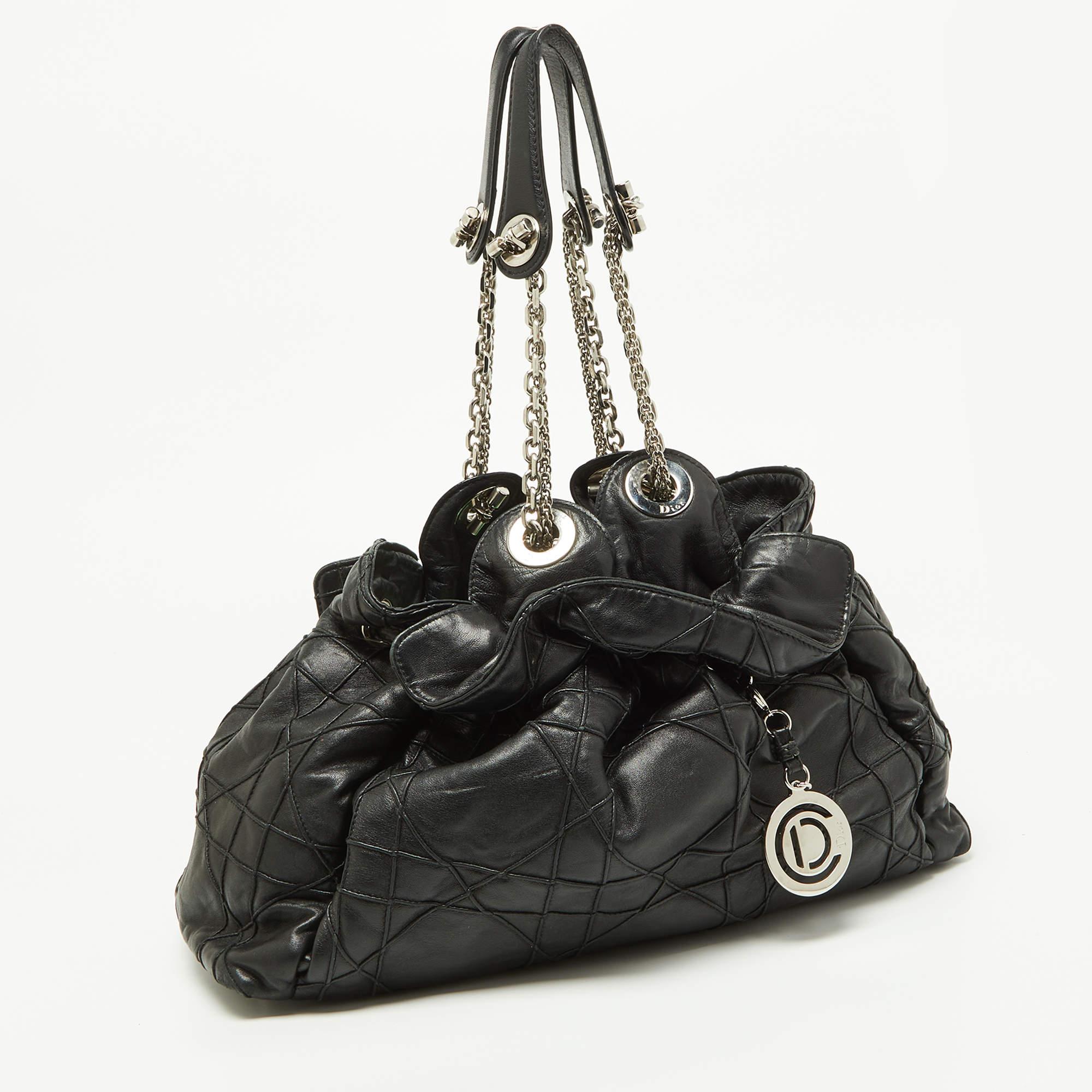 Women's Dior Black Cannage Leather Le Trente Hobo For Sale