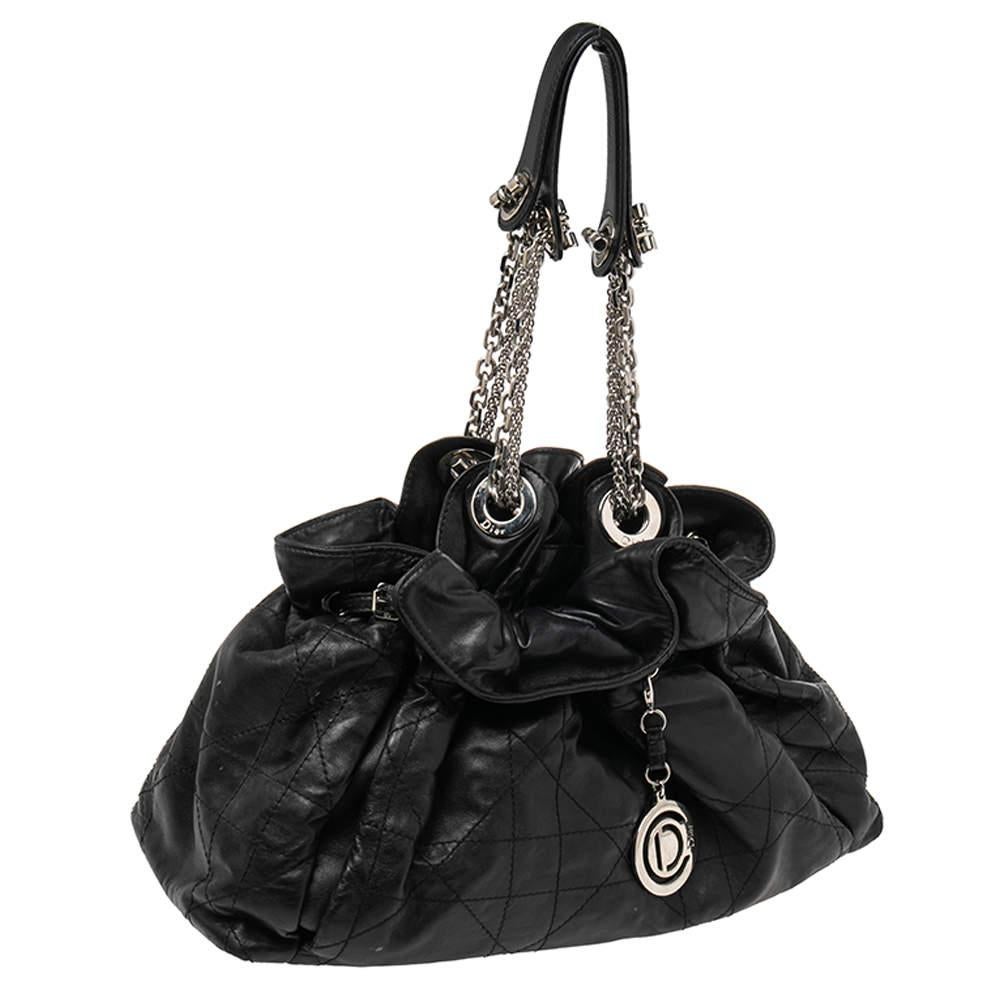 Dior Black Cannage Leather Le Trente Hobo For Sale 1