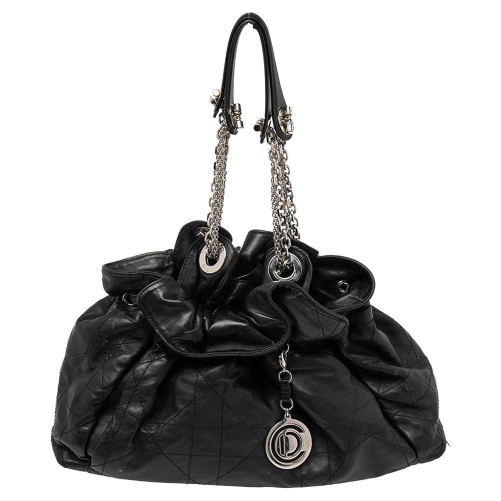 Dior Black Cannage Leather Le Trente Hobo For Sale