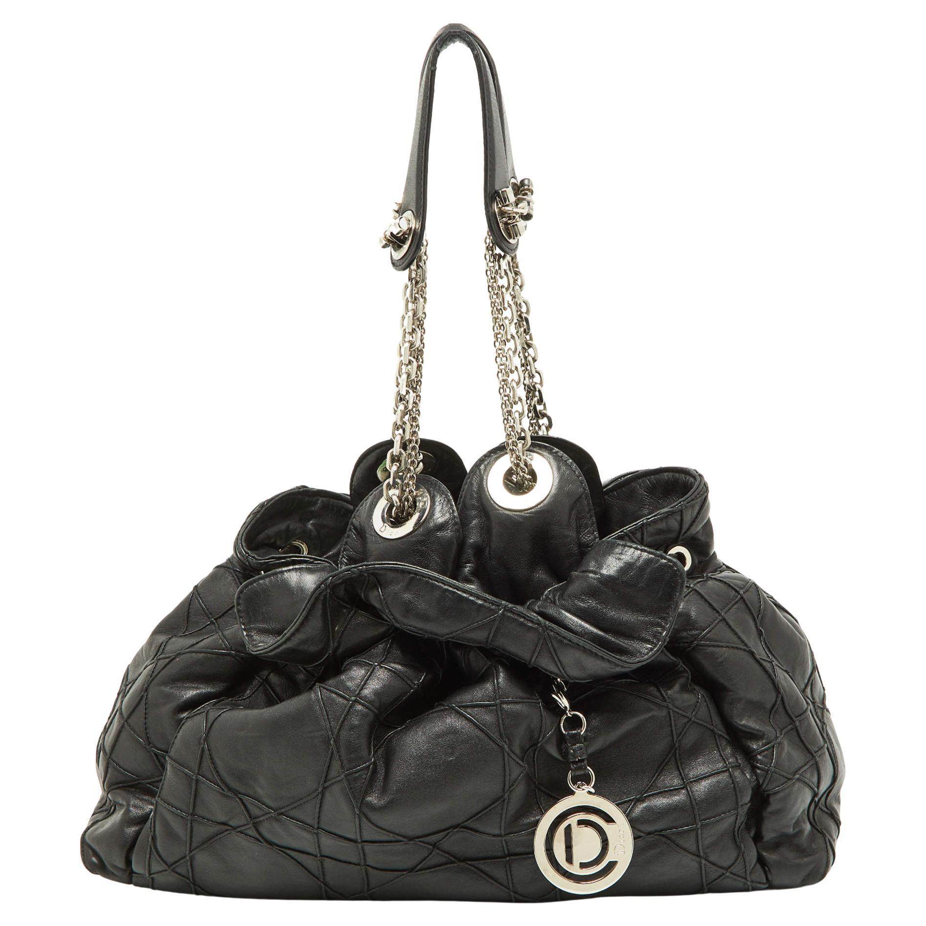 Dior Black Cannage Leather Le Trente Hobo For Sale