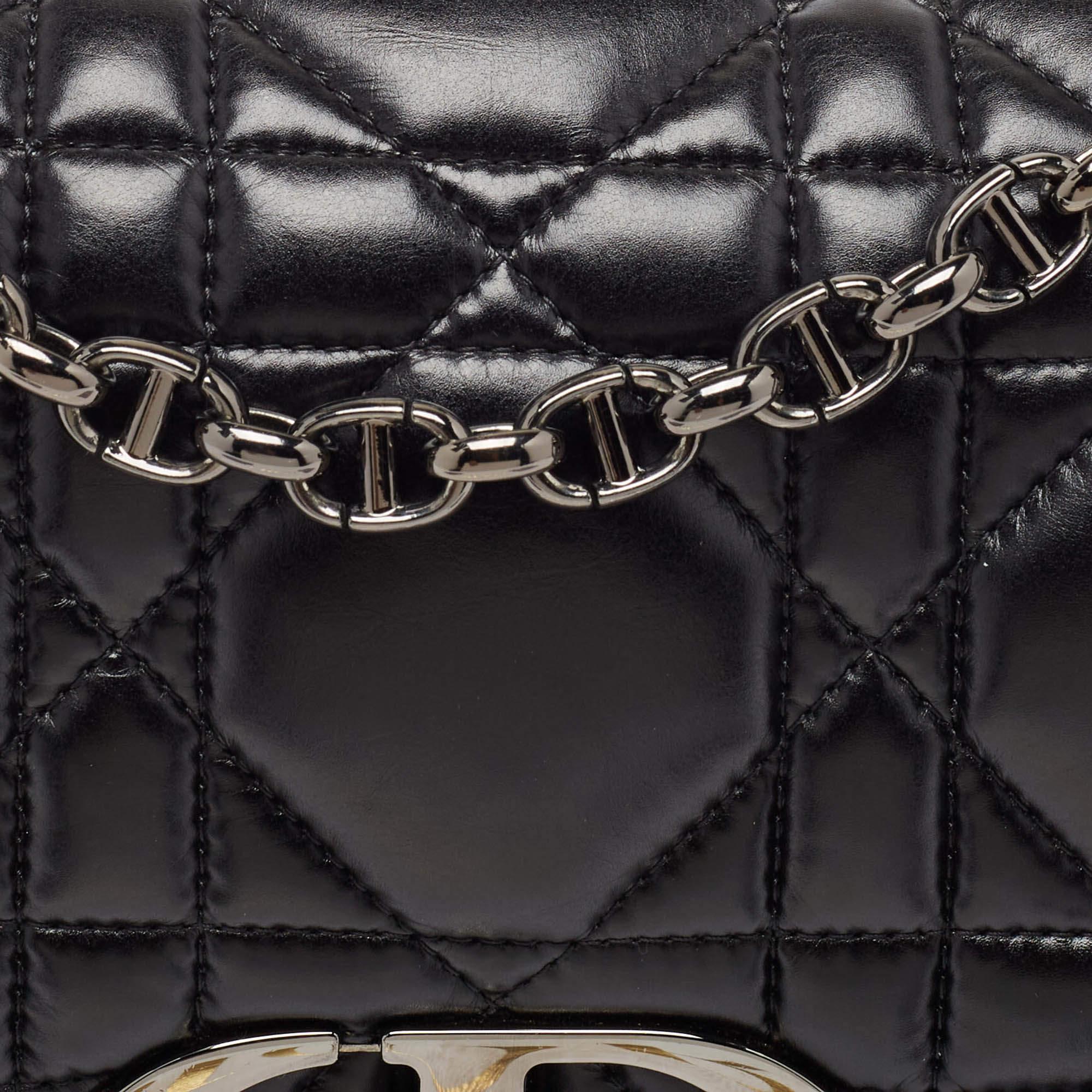 Dior Black Cannage Leather Medium Caro Shoulder Bag 1