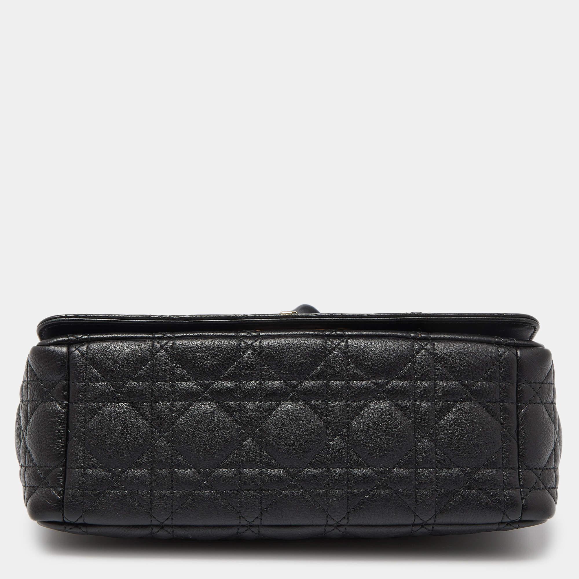 Dior Black Cannage Leather Medium Caro Shoulder Bag 2