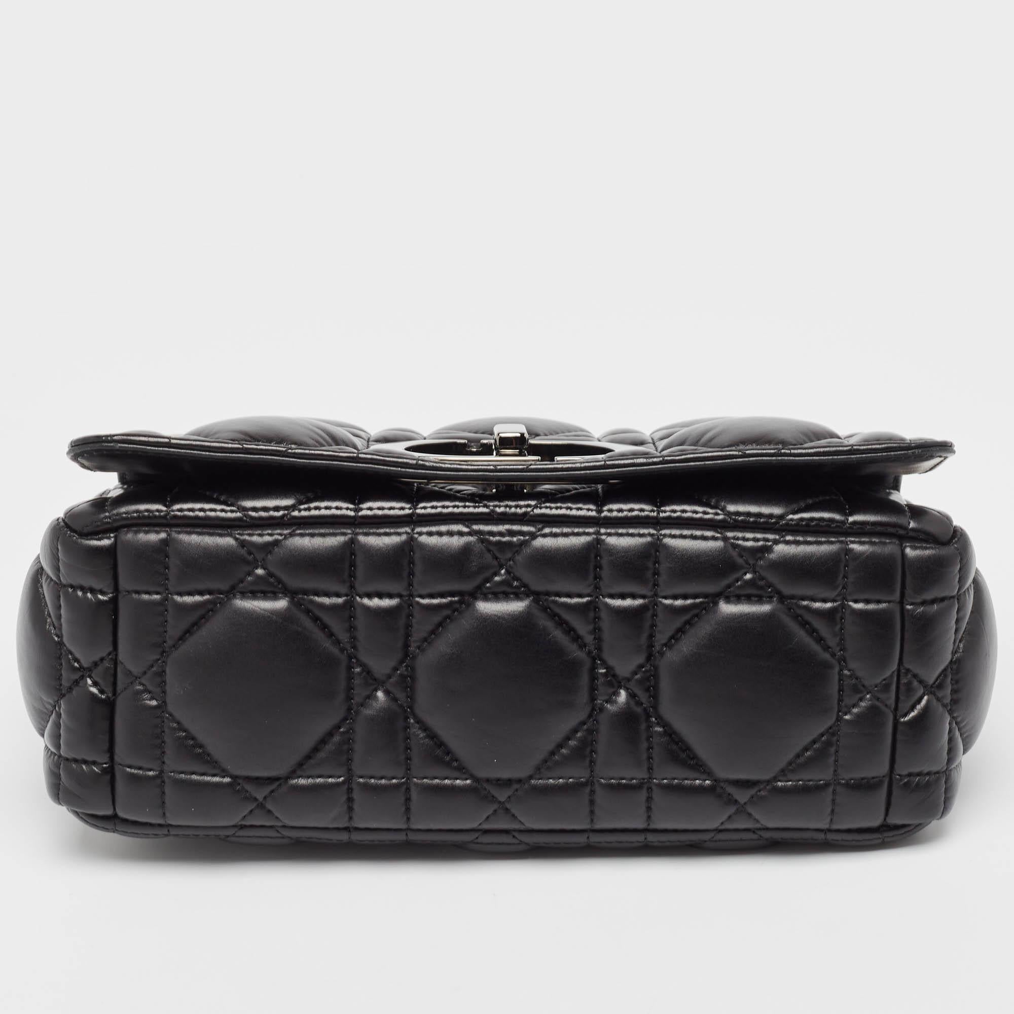 Dior Black Cannage Leather Medium Caro Shoulder Bag 3