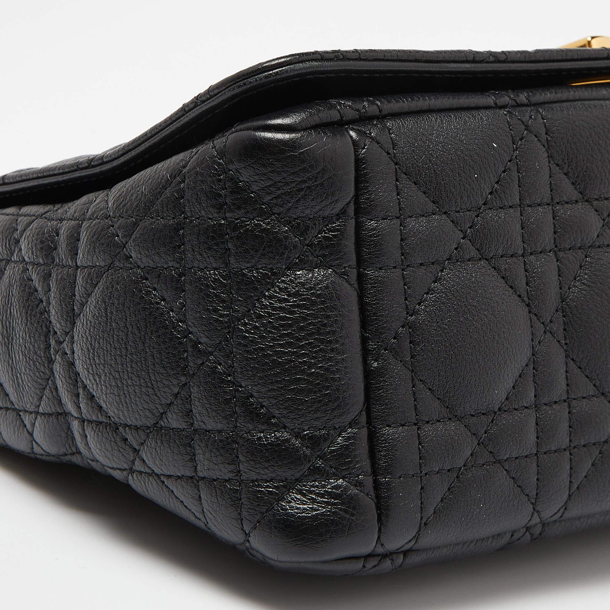 Dior Black Cannage Leather Medium Caro Shoulder Bag 5