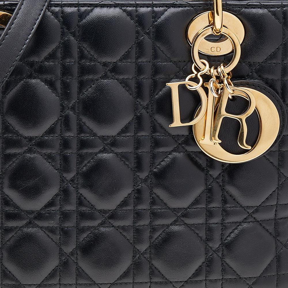 Dior Black Cannage Leather Medium Lady Dior Tote 6