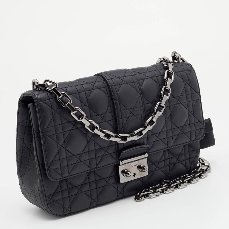 Dior Black Cannage Leather Medium Miss Dior Flap Bag For Sale at 1stDibs