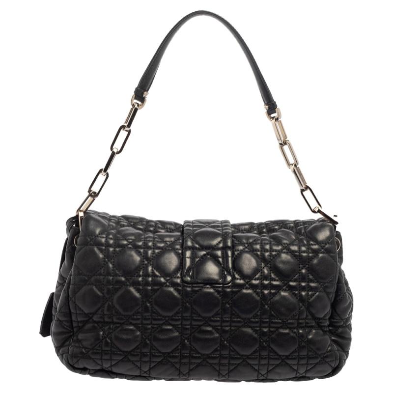 Dior Black Cannage Leather Medium New Lock Shoulder Bag 9