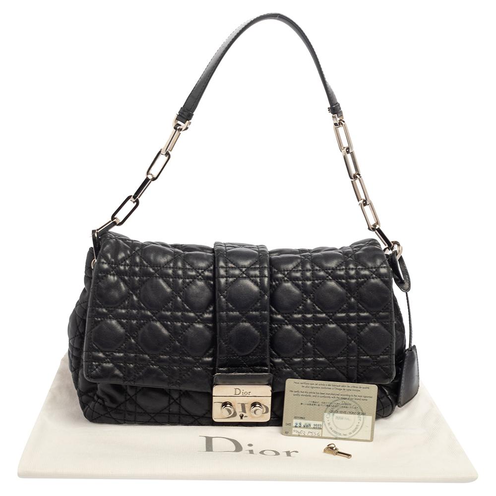 Dior Black Cannage Leather Medium New Lock Shoulder Bag 2