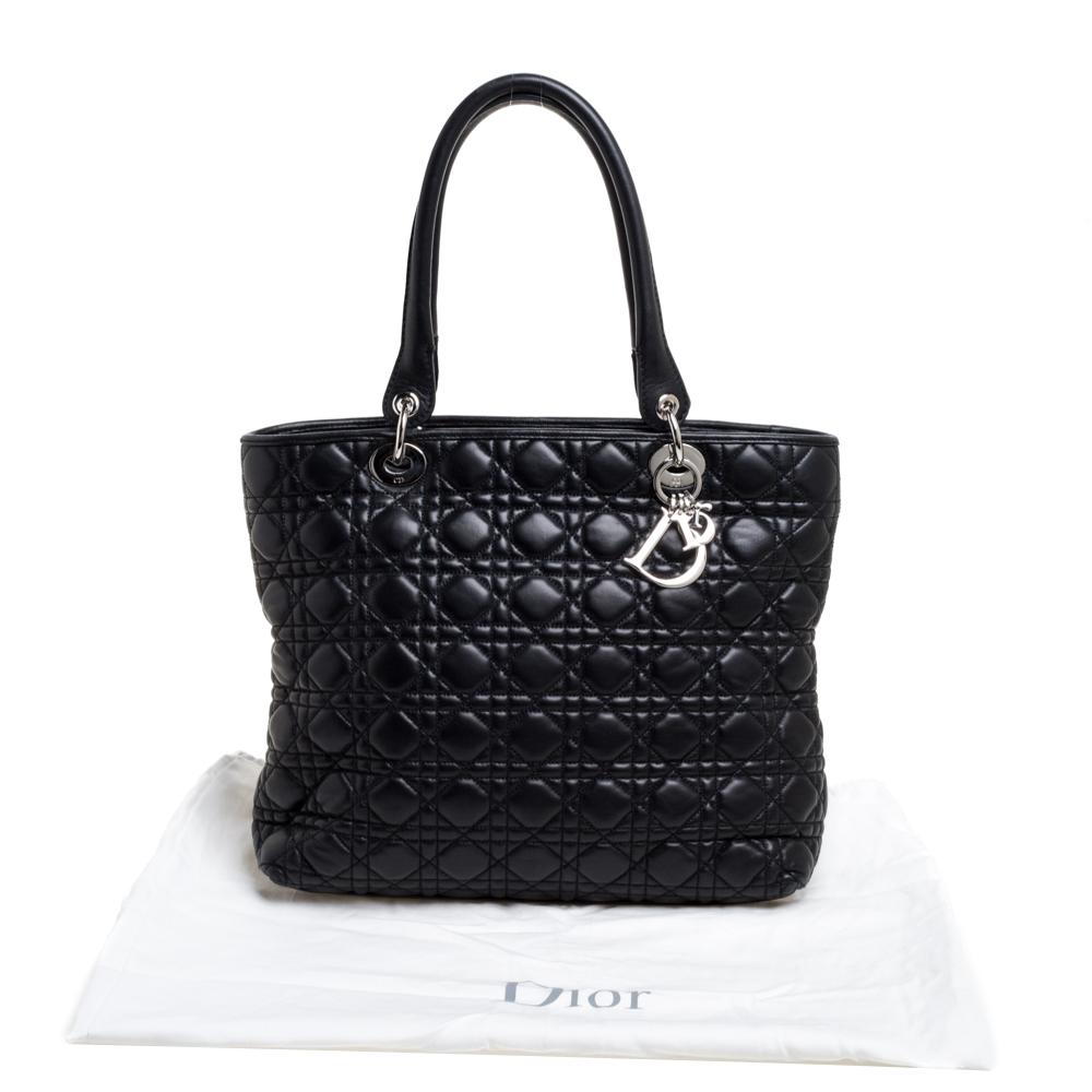 Dior Black Cannage Leather Medium Soft Lady Dior Tote 9