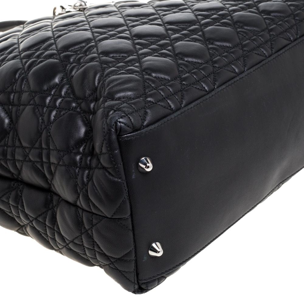 Dior Black Cannage Leather Medium Soft Lady Dior Tote 2