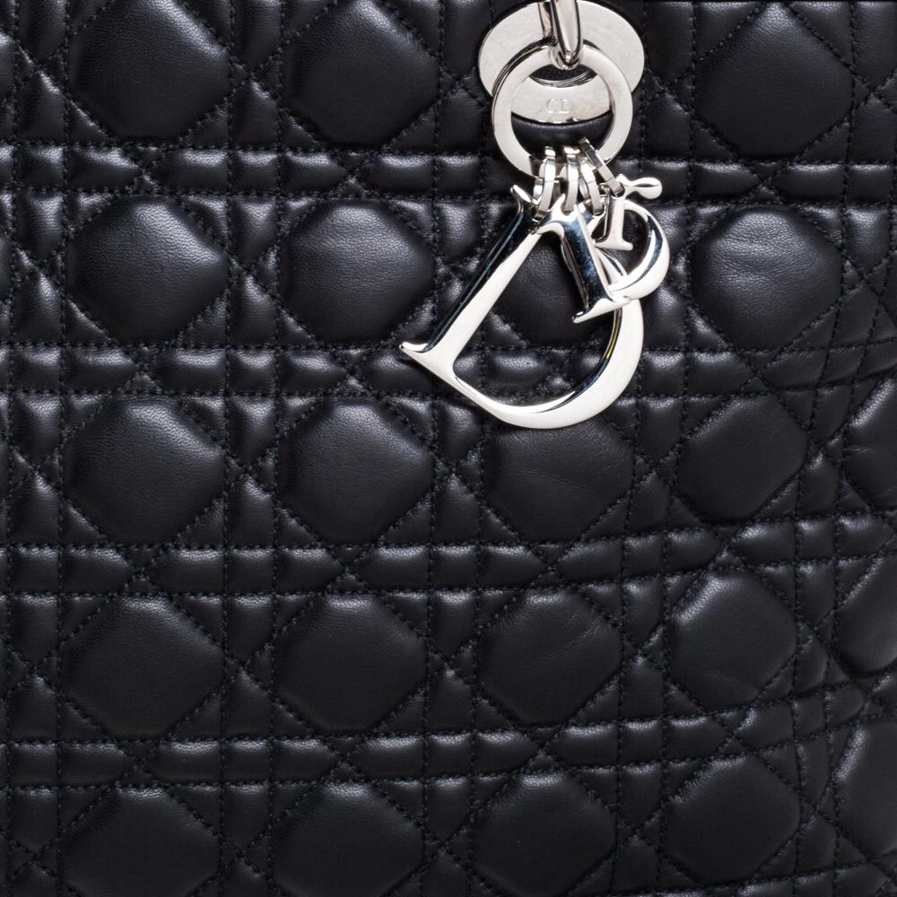 Dior Black Cannage Leather Medium Soft Lady Dior Tote 4