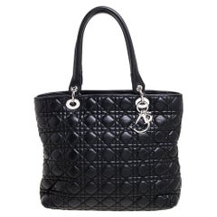 Dior Black Cannage Leather Medium Soft Lady Dior Tote