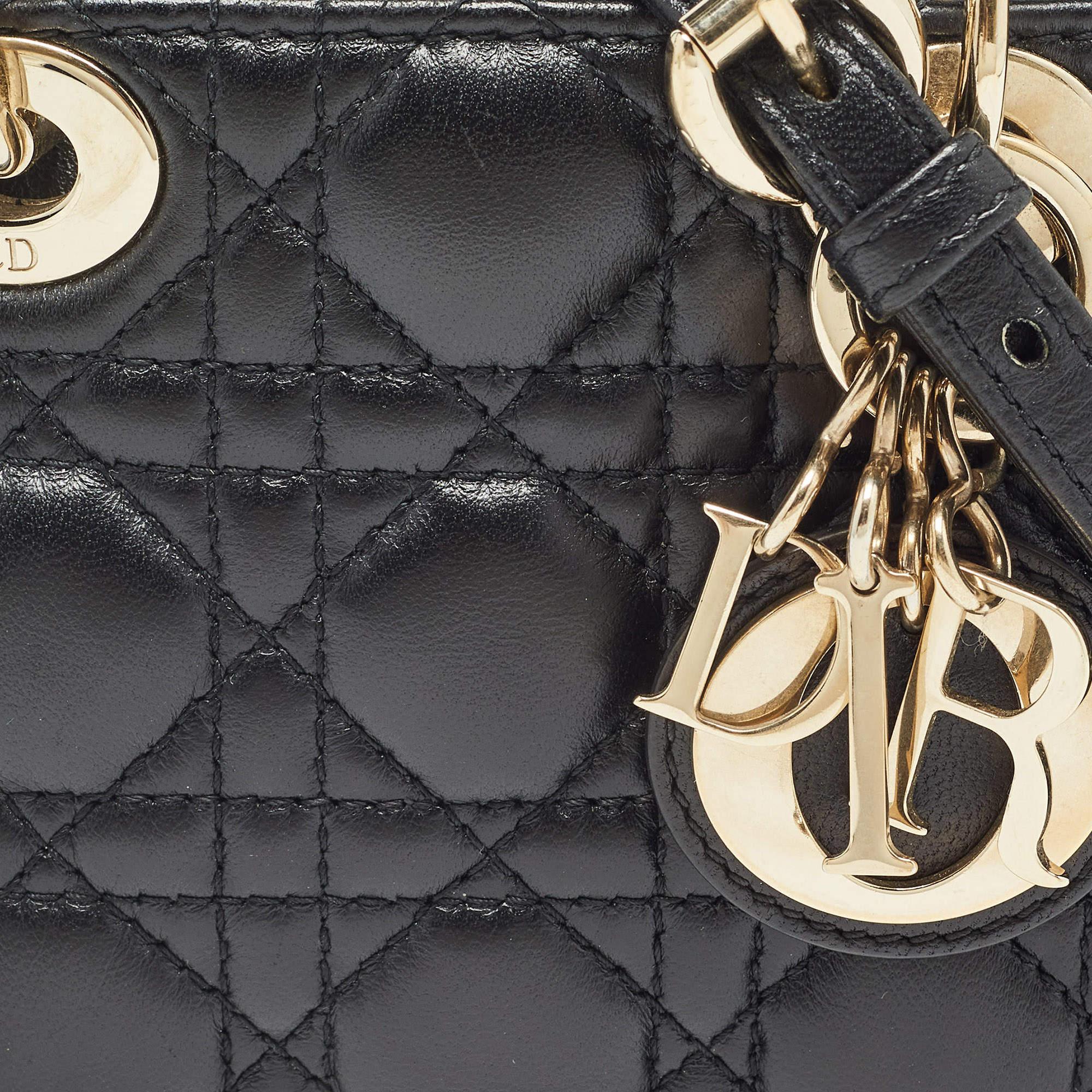 Dior Black Cannage Leather Micro Lady Dior Tote 1