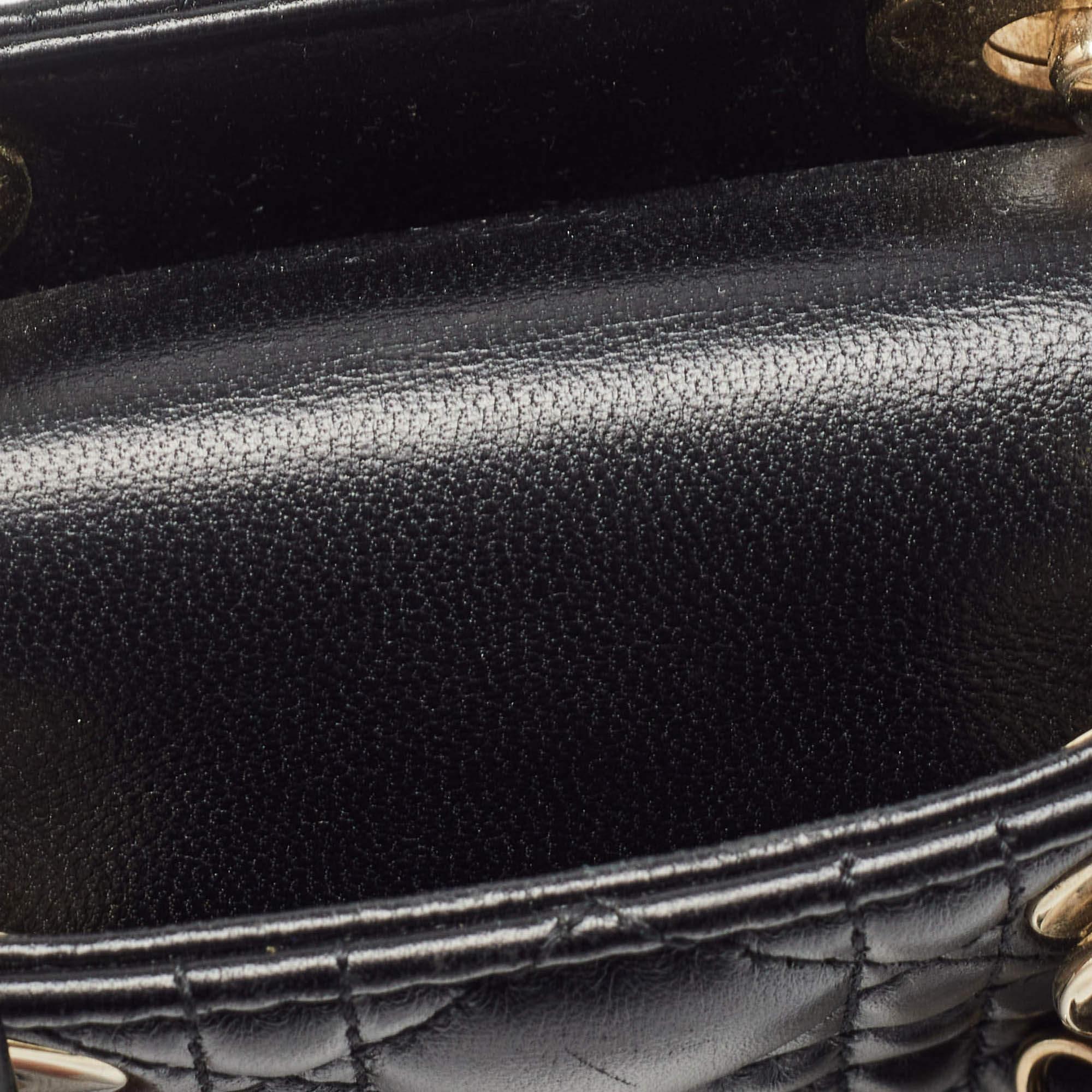 Dior Black Cannage Leather Micro Lady Dior Tote 2