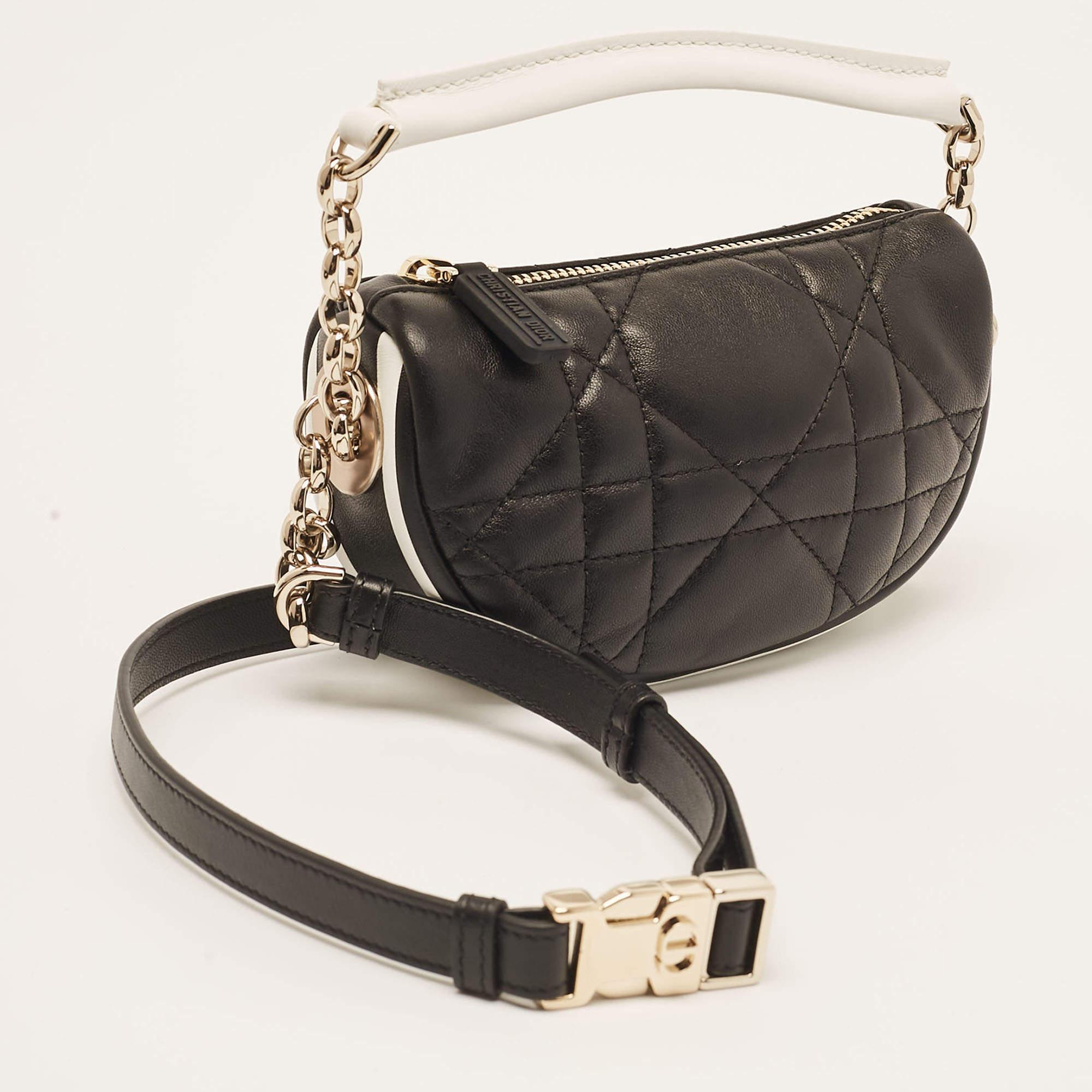 Dior Black Cannage Leather Micro Vibe Hobo In Excellent Condition For Sale In Dubai, Al Qouz 2