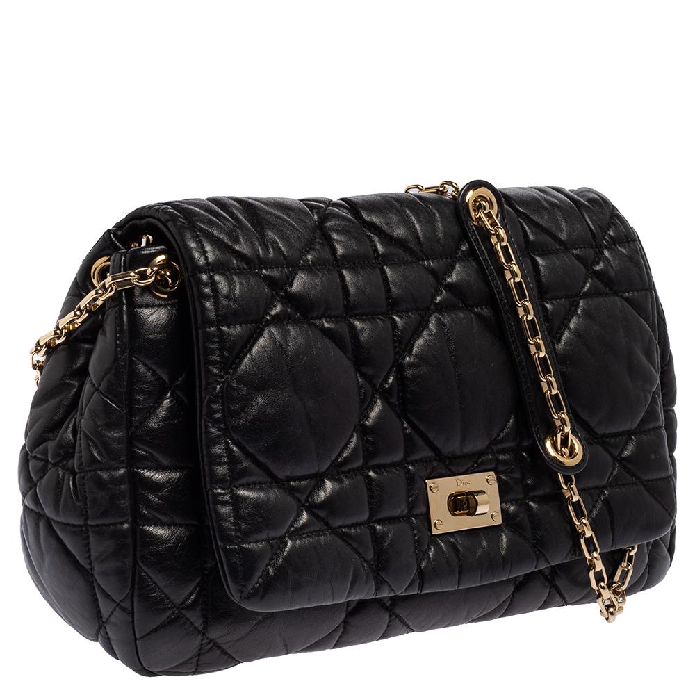 Women's Dior Black Cannage Leather Milly La Forêt Shoulder Bag