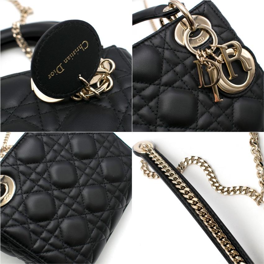 Dior Schwarze Cannage Mini Lady Dior Mini Lady Dior Tasche aus Leder 17cm im Zustand „Neu“ in London, GB