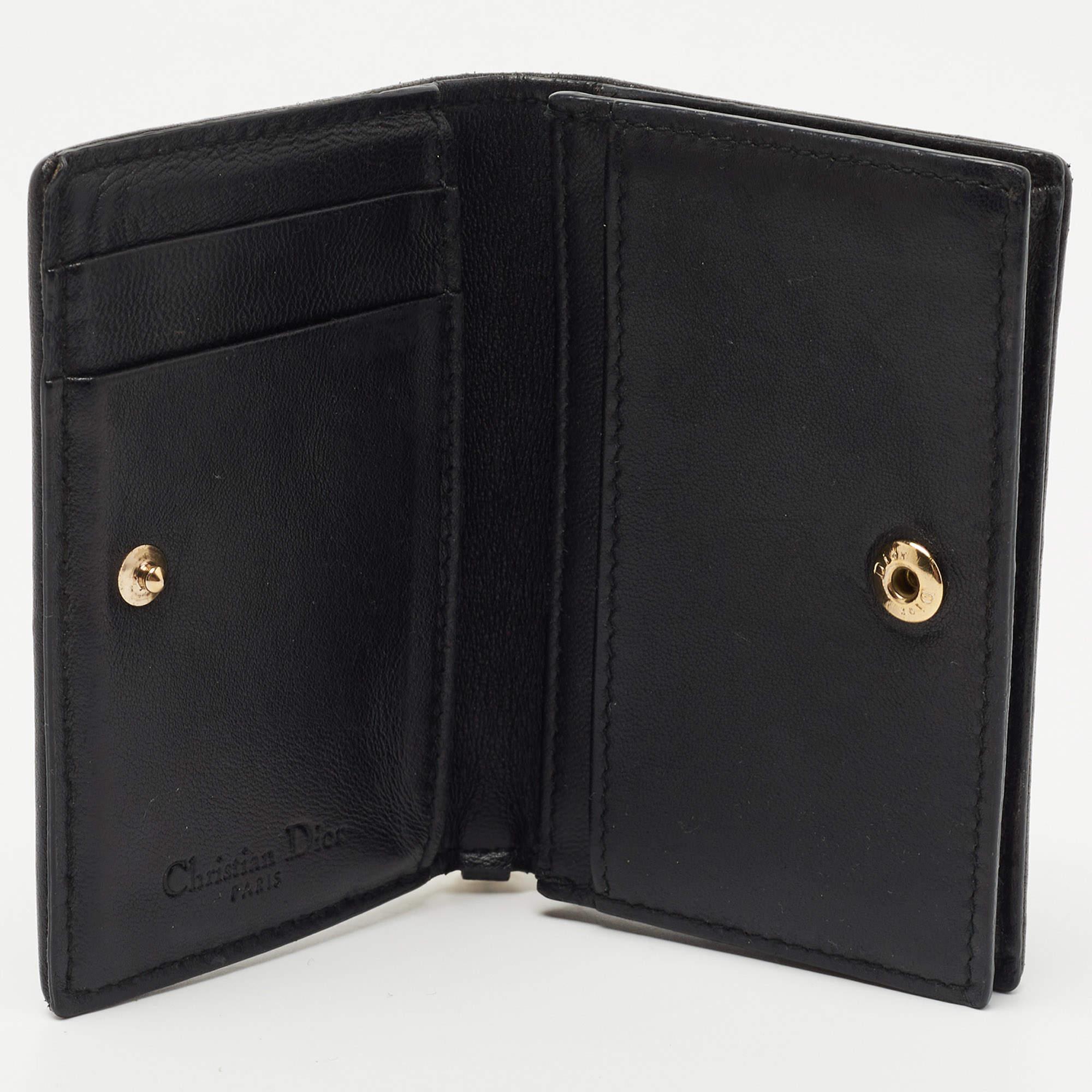 Dior Black Cannage Leather Mini Lady Dior Card Case For Sale at 1stDibs