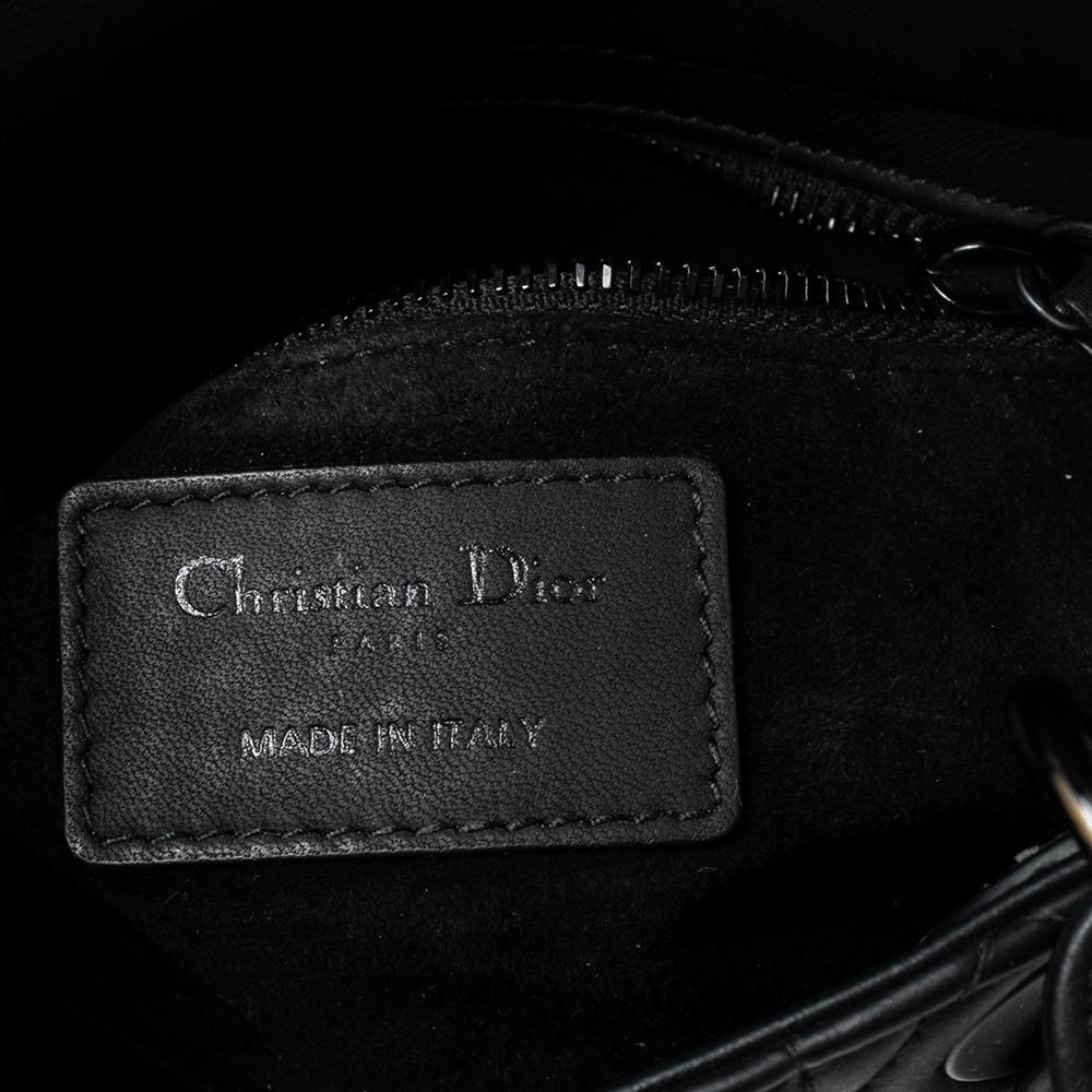 Dior Black Cannage Leather Mini Lady Dior Tote 6