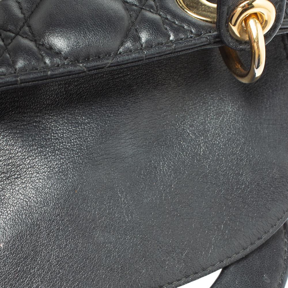 Dior Black Cannage Leather Mini Lady Dior Tote 7