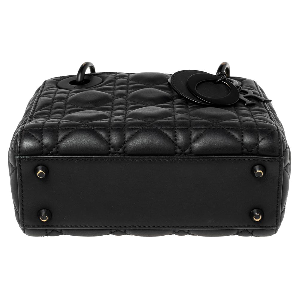 Dior Black Cannage Leather Mini Lady Dior Tote 1