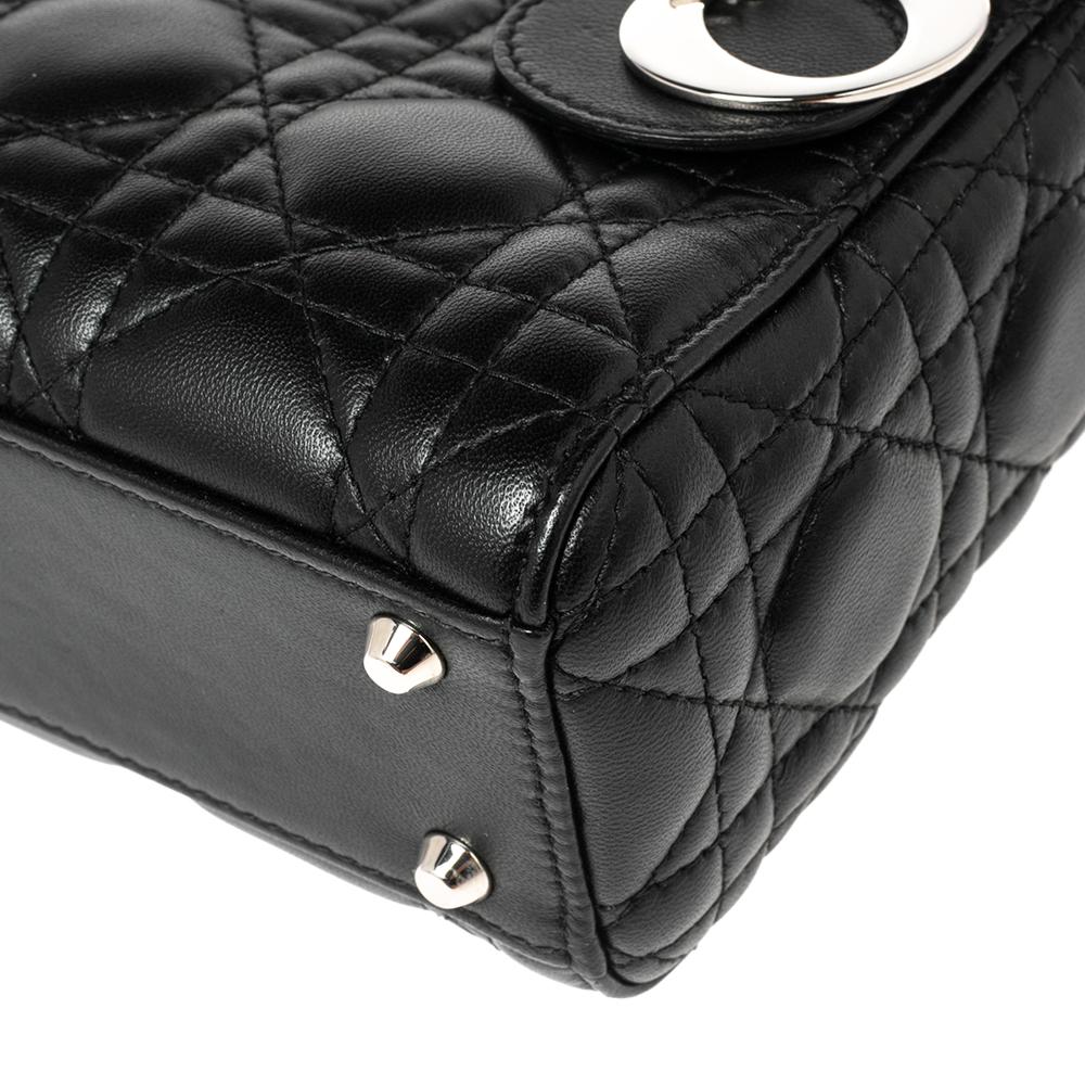 Dior Black Cannage Leather Mini Lady Dior Tote 2