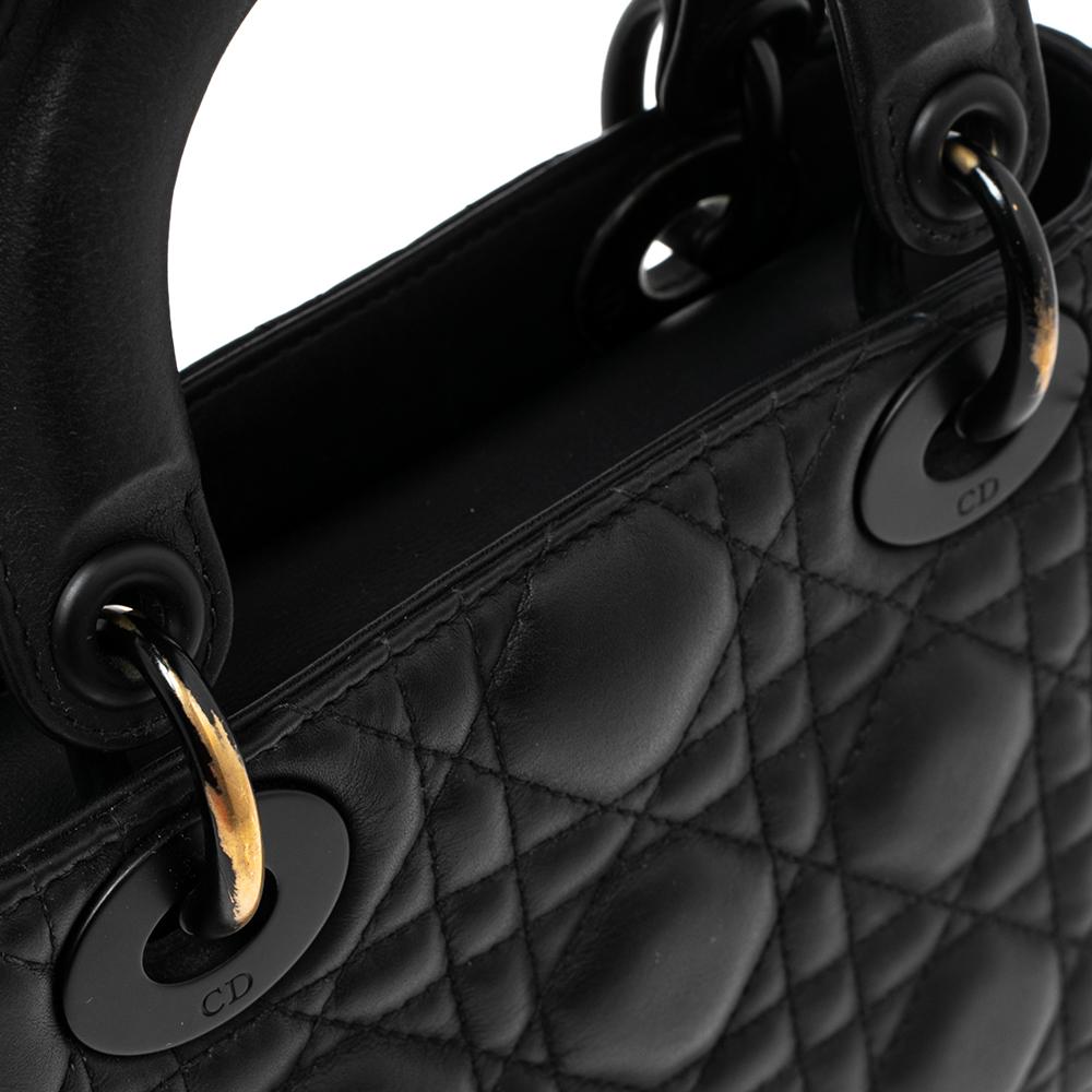 Dior Black Cannage Leather Mini Lady Dior Tote 2