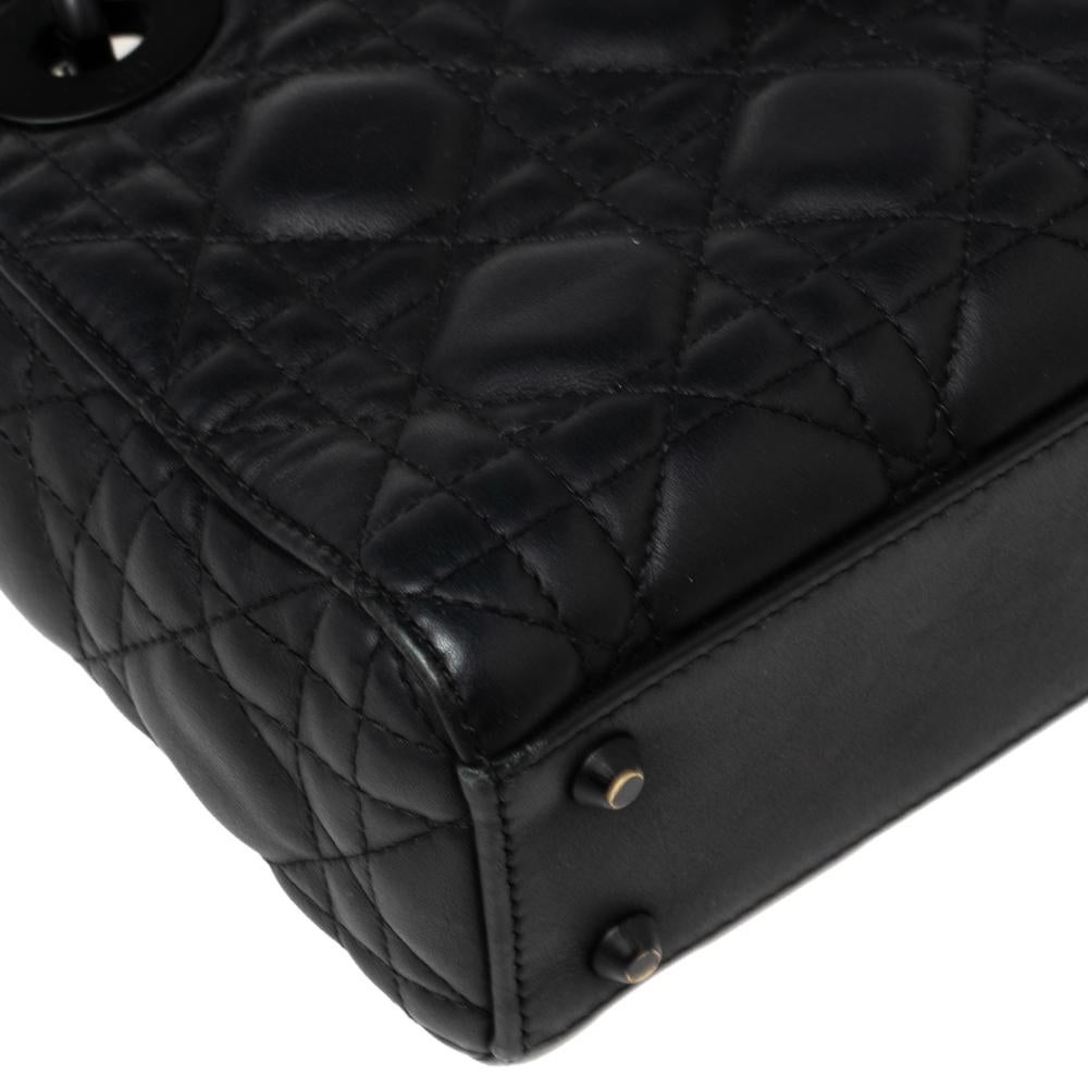 Dior Black Cannage Leather Mini Lady Dior Tote 3