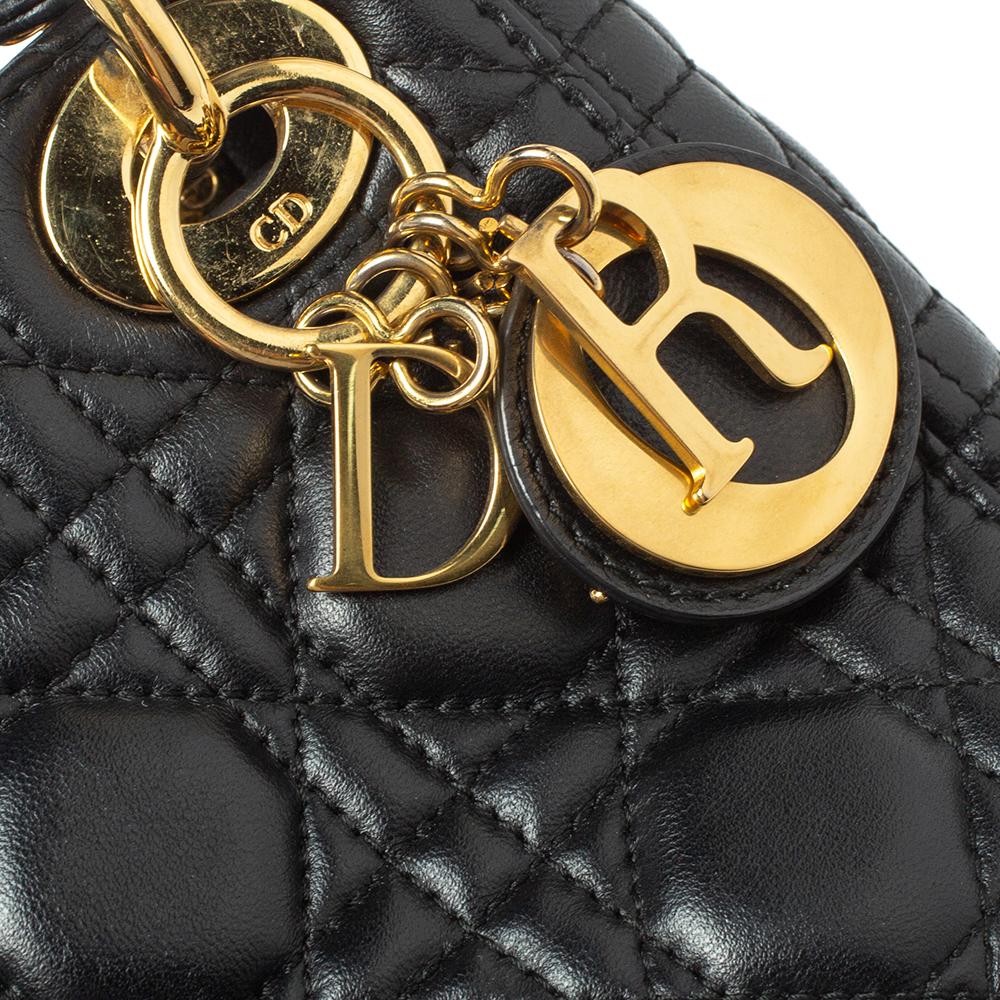 Dior Black Cannage Leather Mini Lady Dior Tote 4