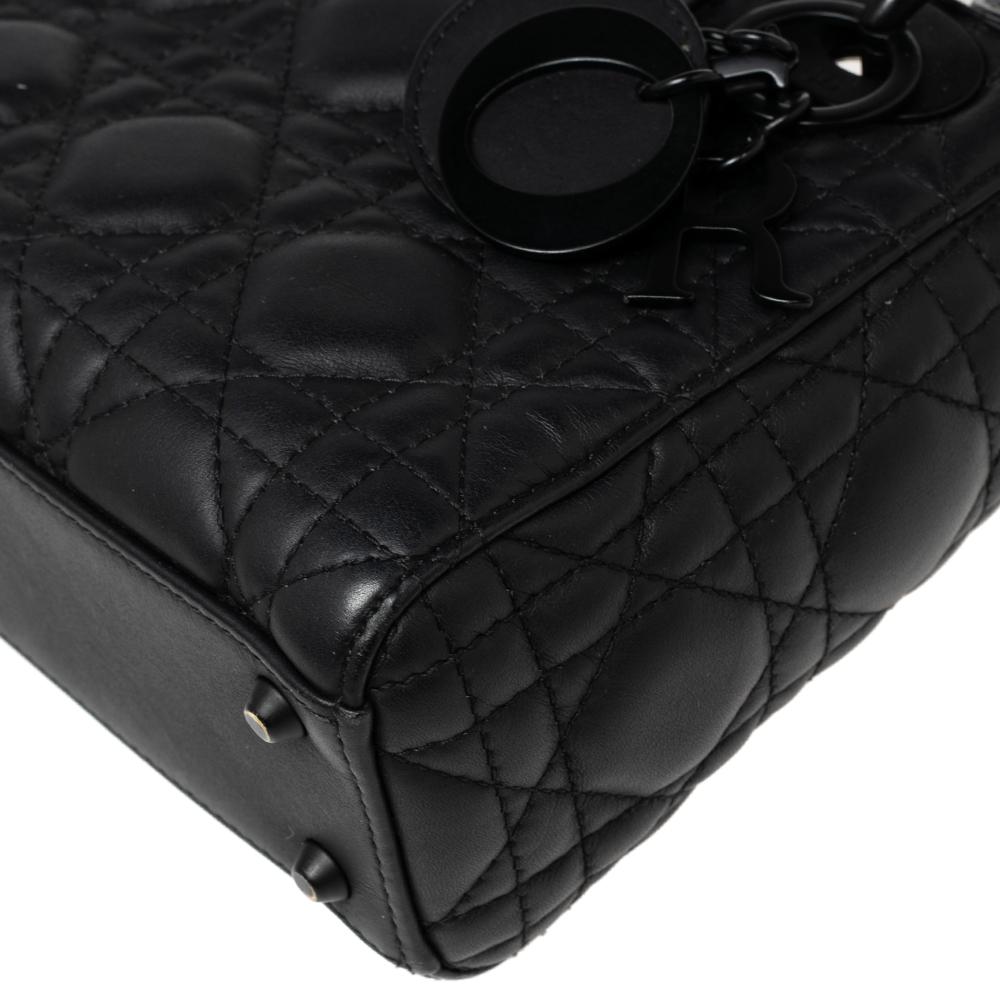 Dior Black Cannage Leather Mini Lady Dior Tote 4