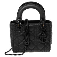 Mini sac cabas Lady Dior Lady en cuir cannage noir