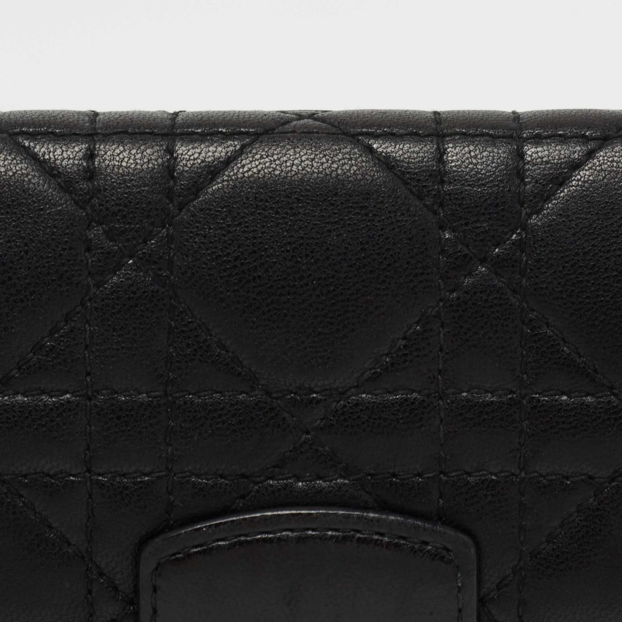 Dior Black Cannage Leather Miss Dior Continental Wallet 3