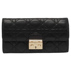 Dior Black Cannage Leather Miss Dior Continental Wallet