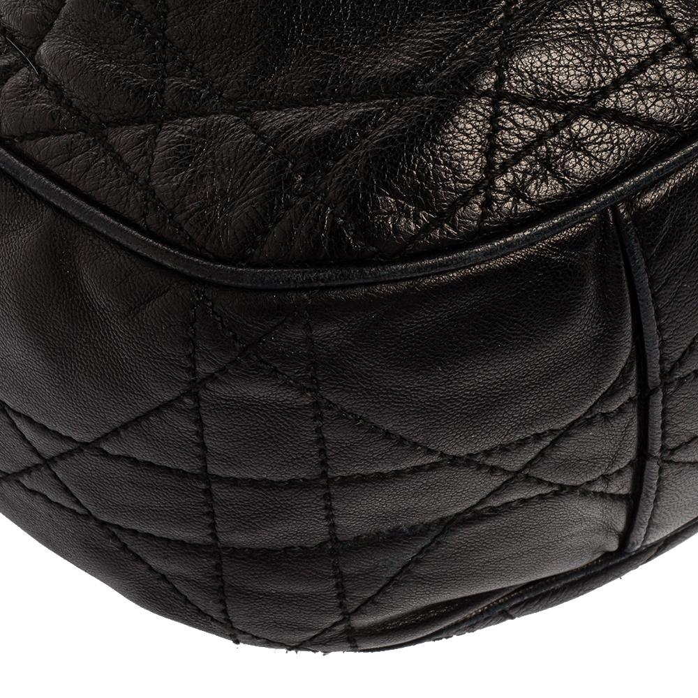 Dior Black Cannage Leather Miss Dior Drawstring Bag 3
