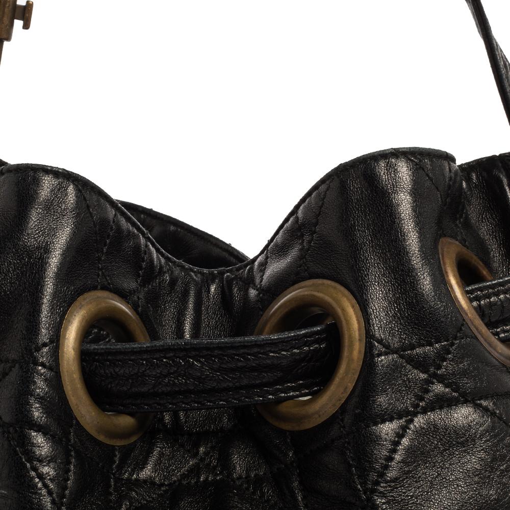 Dior Black Cannage Leather Miss Dior Drawstring Bag 4