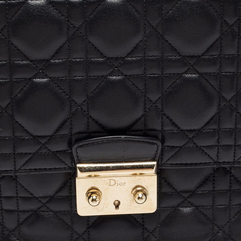 Dior Black Cannage Leather Miss Dior Medium Flap Bag For Sale 7