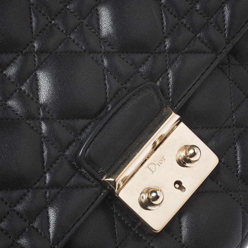 Dior Black Cannage Leather Miss Dior Medium Flap Bag In Good Condition In Dubai, Al Qouz 2