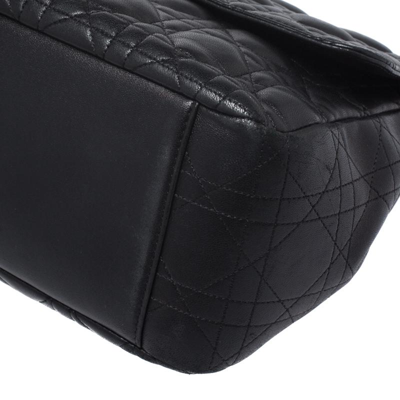 Women's Dior Black Cannage Leather Miss Dior Medium Flap Bag