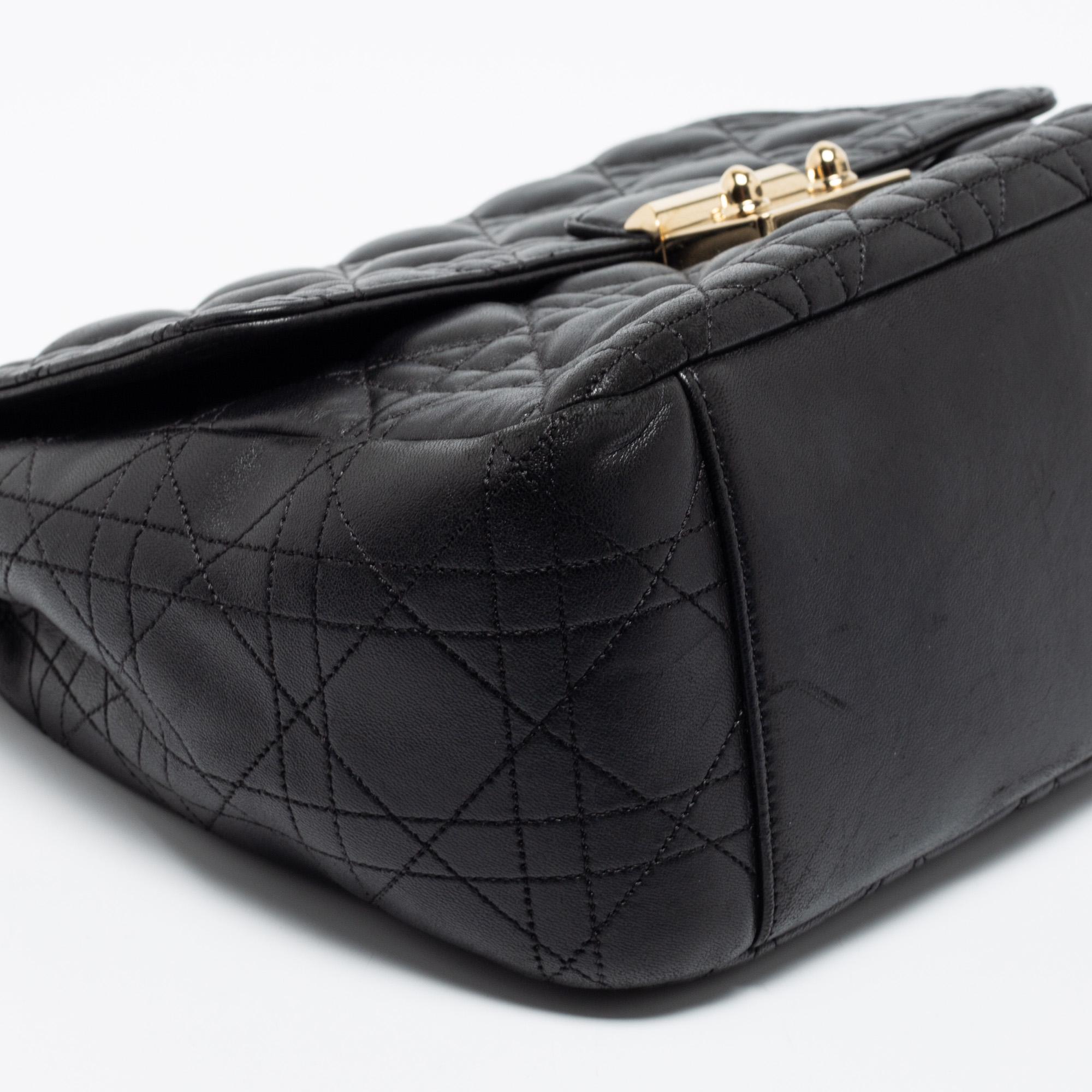 Women's Dior Black Cannage Leather Miss Dior Medium Flap Bag