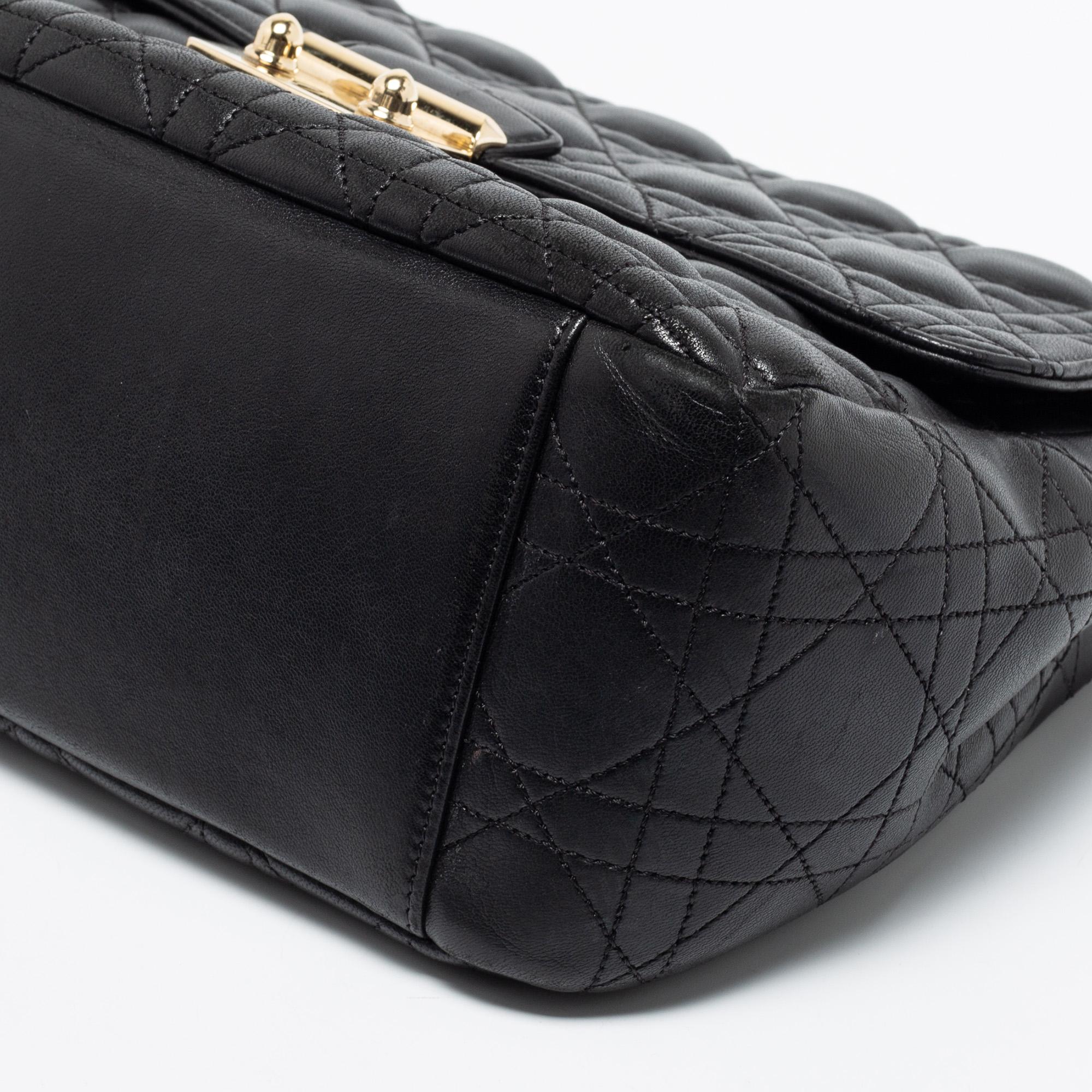 Dior Black Cannage Leather Miss Dior Medium Flap Bag 1