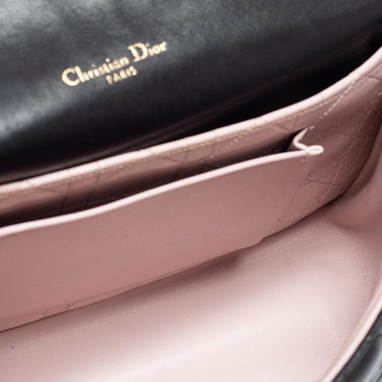Dior Black Cannage Leather Miss Dior Medium Flap Bag For Sale 5